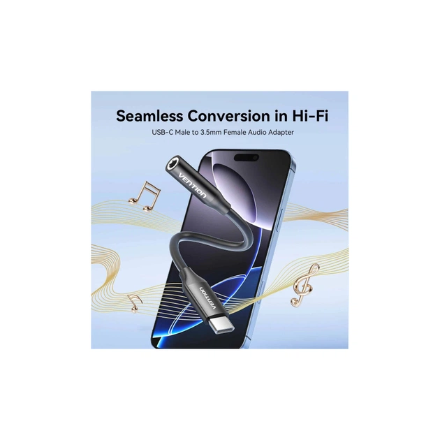 Перехідник USB-C to 3.5mm M black Vention (BIIBA) - picture 4