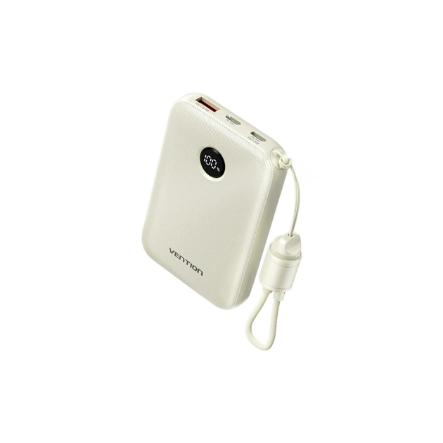 Батарея універсальна Vention 10000mAh 22,5W Fast Charging, USB-A, 2xUSB-C Beige (FKAN0-C) - зображення 1