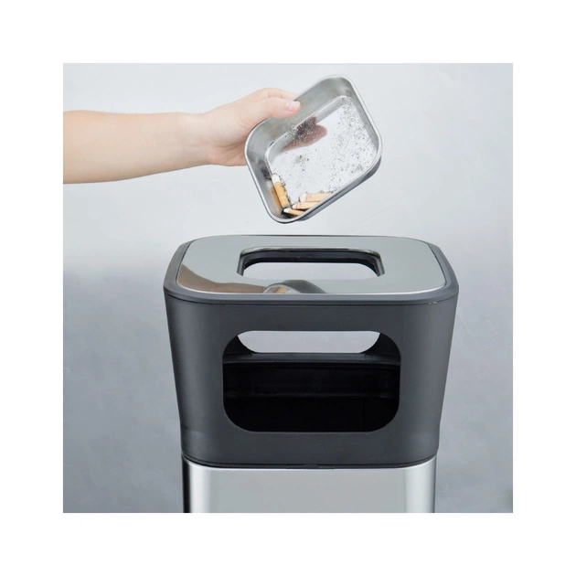 Контейнер для сміття JAH квадратный з попільничкою Срібний металік 25 л (6331) - picture 8