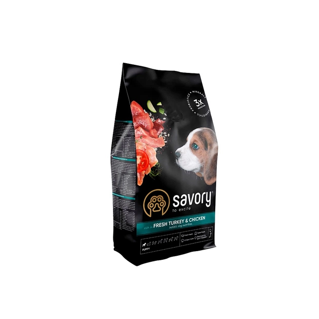 Сухий корм для собак Savory Puppy rich in Fresh Turkey and Chicken 1 кг (4820232630280) - зображення 1