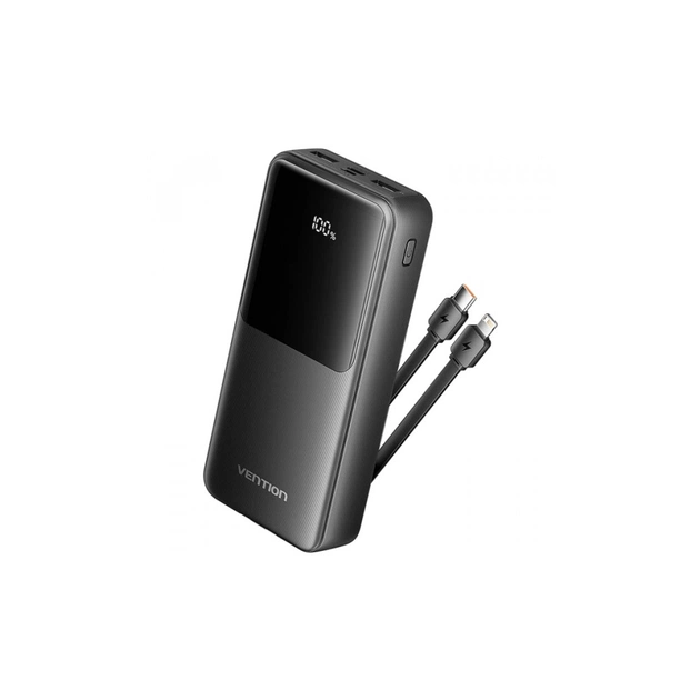 Батарея универсальная Vention 20000mAh 22.5W 3A PD, Built-in USB-C+Lightning Cables, Black (FHPB0) - изображение 1