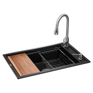Мийка кухонна GRANADO Basic Estella black (+ змішувач Campo LUX inox + дозатор Redondo inox + кошик + (ksg0101) зображення 1