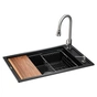 Мийка кухонна GRANADO Basic Estella black (+ змішувач Campo LUX inox + дозатор Redondo inox + кошик + (ksg0101) - зменшене зображення 1