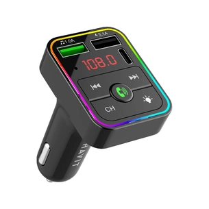 FM модулятор Havit HV-FM812BT 2USB+USB-C RGB Black (HV-FM812BT) изображение 1