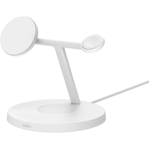 Зарядний пристрій Belkin 3in1 Magnetic Pad Qi2 15W White (WIZ032KQWH) зображення 1