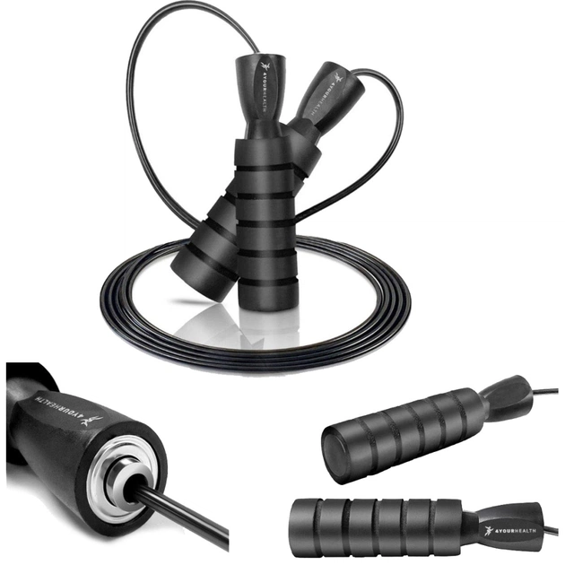 Скакалка 4yourhealth Premium Jump Rope 2488 швидкісна 2.5м Чорна (4YH_2488_Black) - зображення 6