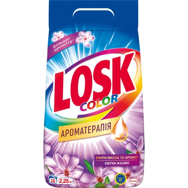 Пральний порошок Losk Ароматерапія Ефірні олії та аромат квітки Жасмін 2.25 кг (9000101547023) - изображение 1