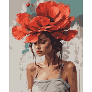 Картина по номерам Santi Дівчина з червоною квіткою 40х50 (955744) зображення 1
