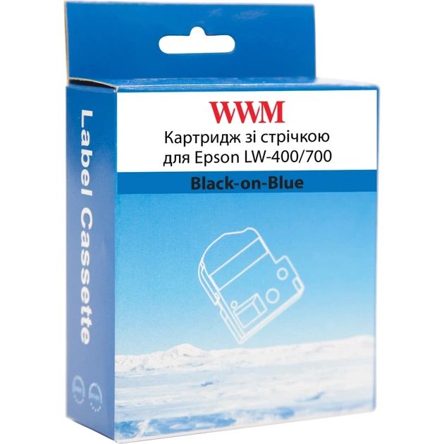 Стрічка для принтера етикеток WWM для Epson LW-400/700 18mm х 8m Black-on-Blue (WWM-SC18B) - picture 2