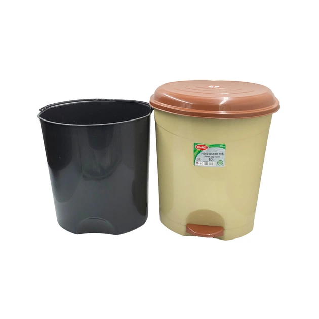 Контейнер для сміття Planet Household №5 з педаллю бежевий 50 л (10345) - picture 4