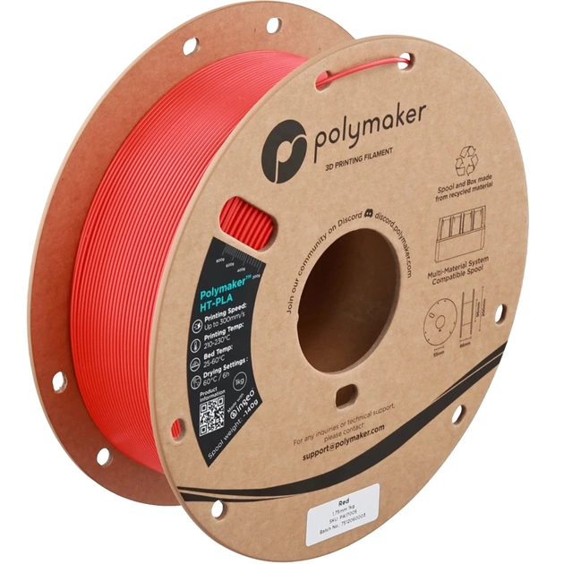 Пластик для 3D-принтера Polymaker HT-PLA 1,75mm 1kg RED (PA17005) - зображення 1