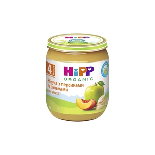 Дитяче пюре HiPP Яблука з персиками і бананами, 125 г (9062300134244) зображення 1