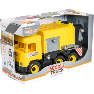 Спецтехніка Tigres Авто "Middle truck" сміттєвоз (жовтий) в коробці (39492) зображення 1