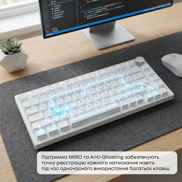 Клавіатура Ajazz AK820 Red Switch White USB-C (AK820-R-W) - зображення 11