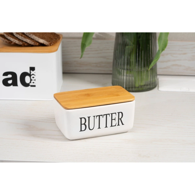 Маслянка кухонна Ardesto Midori 16.5х10х8см, кераміка, бамбук, біла (AR0908W) - изображение 8