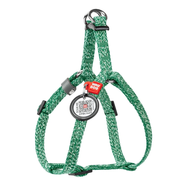 Шлей для кошек WAUDOG Re-cotton с QR паспортом XS Ш 10 мм В=С: 28-40 см зеленая (167018) - изображение 1