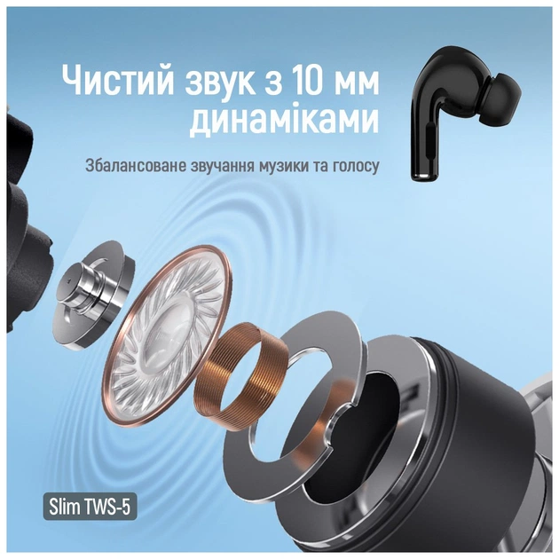 Навушники ColorWay Slim TWS-5 Earbuds Black (CW-TWS5BK) - picture 7