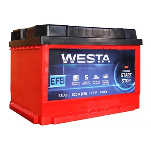 Акумулятор автомобільний Westa 6CT-63 А (1) RED EFB зображення 1