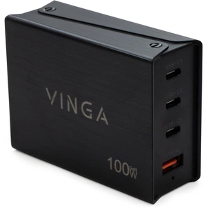 Зарядний пристрій Vinga GaN 100W PD+QC 3C1A ports 1.2m Wired Charger (VCPCH100CB) зображення 1