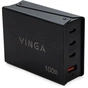 Зарядний пристрій Vinga GaN 100W PD+QC 3C1A ports 1.2m Wired Charger (VCPCH100CB) - зменшене зображення 1