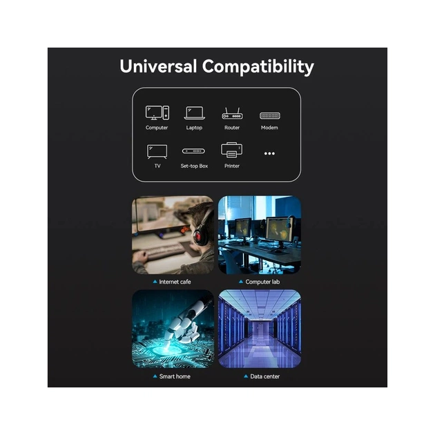 Патч-корд 0.5м, S/FTP cat 8 RJ-45 black Vention (IKKBD) - picture 10