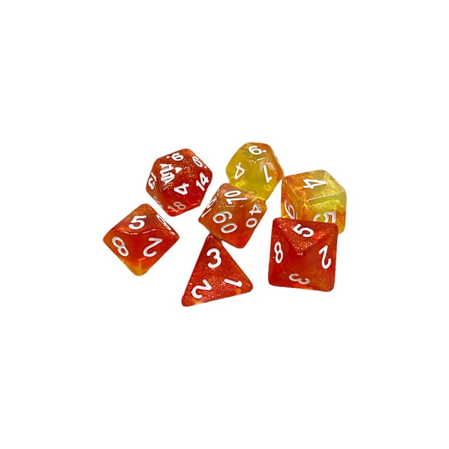 Набор кубиков для настольных игр Games 7 Days Double Glitter 7 Dice Set - Orange-Yellow (g7dglitdc09) - изображение 1
