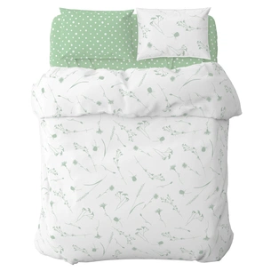 Постільна білизна Home Line Волошки/горох зелені на білому/білий на зеленому, бязь, полуторний (178708) зображення 1
