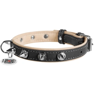 Нашийник для тварин WAUDOG Soft з QR паспортом з шипами Ш 35 мм Д 46-60 см чорний (7213) зображення 1