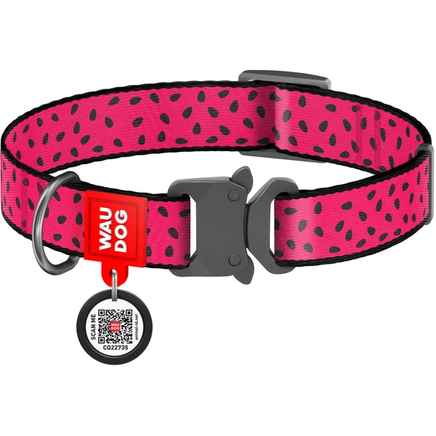 Ошейник для животных WAUDOG Nylon "Арбуз" металлическая пряжка-фастекс XL (5150) - изображение 1