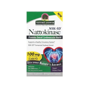 Вітамінно-мінеральний комплекс Nature's Answer Наттокіназа, 100 мг, Nattokinase, 60 вегетаріанських капсул (NTA-16575) зображення 1