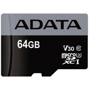 Карта пам'яті ADATA 64GB microSD class 10 UHS-I U3 V30 Premier Pro (AUSDX64GUI3V30S-R) зображення 1