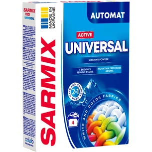 Пральний порошок Sarmix Active Universal для всіх типів прання 300 г (4820268104090) зображення 1