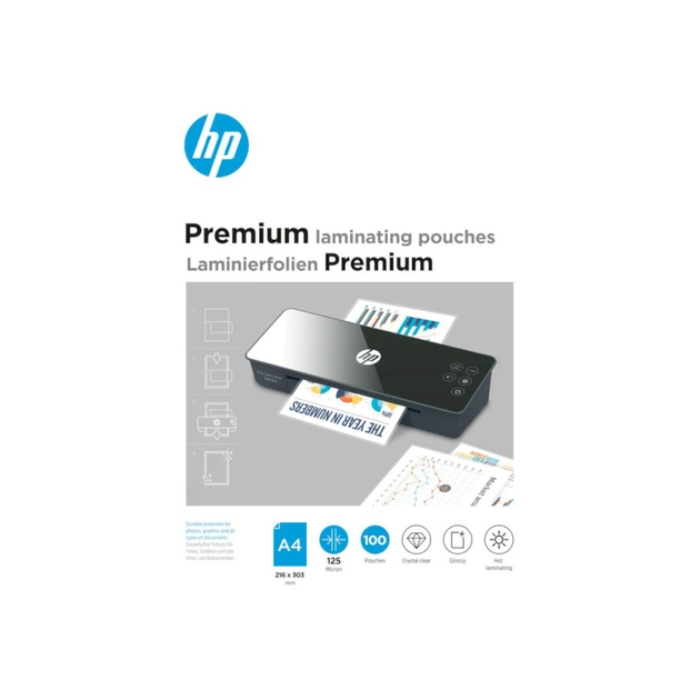 Плівка для ламінування HP Premium Laminating Pouches, A4, 125 Mic, 216x303, 100 pcs (9124) (838148) - picture 1
