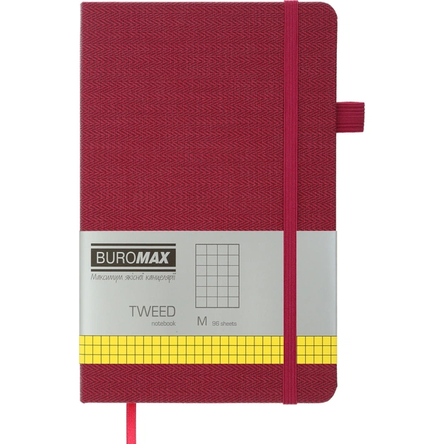 Книга записная Buromax Tweed 125x195 мм 96 листов в клетку обложка из искусственной кожи Бордовая (BM.291163-13) - изображение 1