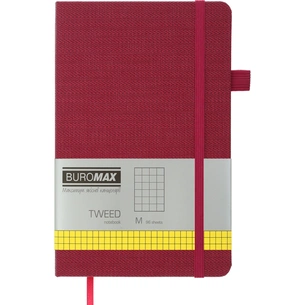 Книга записная Buromax Tweed 125x195 мм 96 листов в клетку обложка из искусственной кожи Бордовая (BM.291163-13) изображение 1