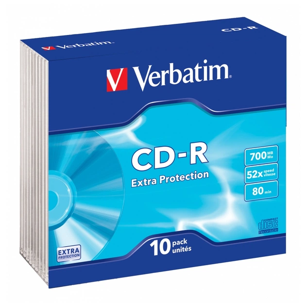 Диск CD Verbatim CD-R 700Mb 52x Slim case 10шт Extra (43415) - picture 1