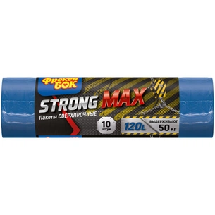 Пакети для сміття Фрекен БОК Strong MAX багатошарові Сині 120 л 10 шт. (4823071605310) зображення 1