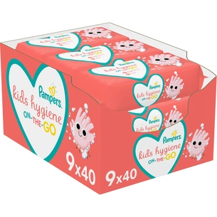 Дитячі вологі серветки Pampers Kids Hygiene On-the-go 9х40 шт (8006540222218) зображення 1