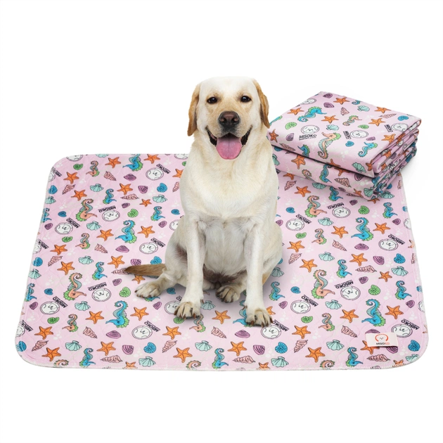 Пеленки для собак MISOKO&CO Многоразовая с морскими лошадками 80х140 см 1 шт розовая (HAINMSK70036) - изображение 3