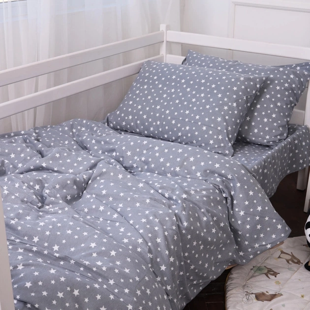 Постельное белье MirSon 012 Grey Stars Фланель 200х220 Евро (2200009653131) - изображение 4