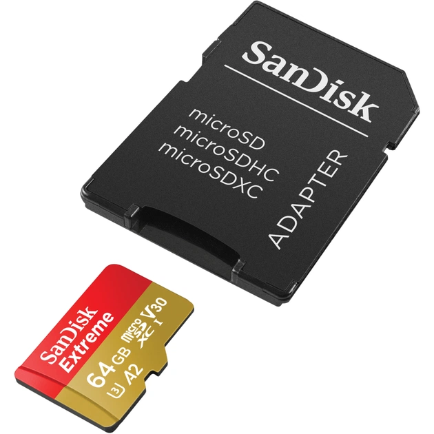 Карта пам'яті SanDisk 64GB microSD class 10 UHS-I U3 Extreme (SDSQXAH-064G-GN6MA) - picture 2