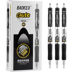Ручка гелева Baoke Elite автоматична 0.7 мм, з грипом, чорна, 12 шт (PC1910-black) зображення 1