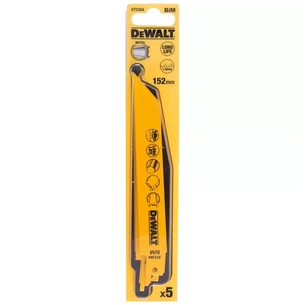 Полотно DeWALT для шабельних пилок, біметалічний, швидкий пропил, 152 мм, 18 TPI, 5 шт (DT2384) зображення 1