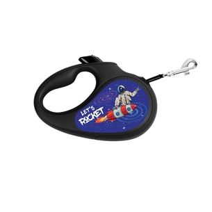 Повідок для собак WAUDOG R-leash "Ракета" світловідбивна стрічка М до 25 кг 5 м чорний (8125-0125-01) зображення 1