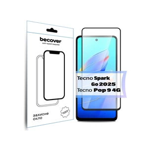 Скло захисне BeCover Tecno Spark Go 2025/ Pop 9 4G (KL4h) Black (713682) зображення 1