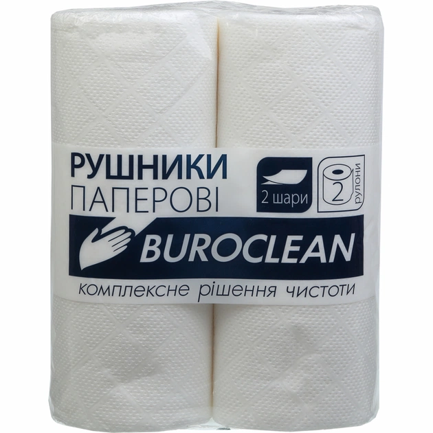 Паперові рушники Buroclean білі 2 шари 2 рулони (4823078910592) - picture 1