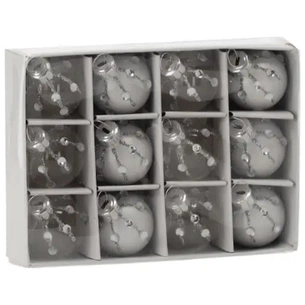Ялинкова іграшка Chomik скляні-дзеркальні кульки 12 шт, срібно-прозорі (5900779894341) изображение 1
