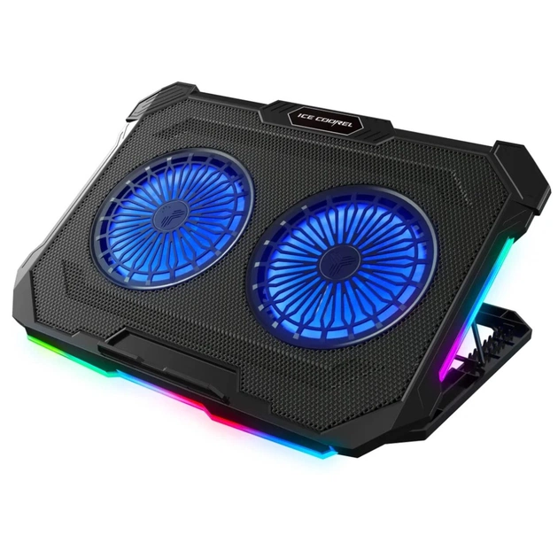 Подставка для ноутбука IceCoorel 10-17", 2*125mm 1200 RPM, 2*USB, 415x293x26.5mm, RGB (F8) - изображение 1