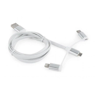 Дата кабель USB 2.0 AM to Lightning + Micro 5P + USB-C 1.0m Cablexpert (CC-USB2-AMLM32-1M-W) зображення 1