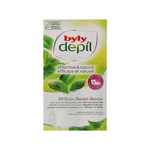 Воскові смужки Byly Для депіляції тіла з М’ятою, Зеленим чаєм, Алое 20 шт (8411104040502) picture 1